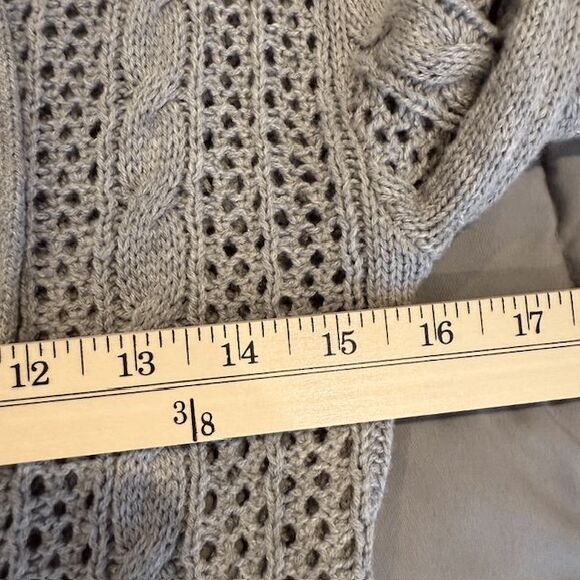 Cider Knit Hooded Zipper Hollow Out Cardigan Gray Open Knit Size XS - Picture 9 of 12